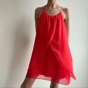 LAYERED SILK MINI DRESS 
size: s | forever21